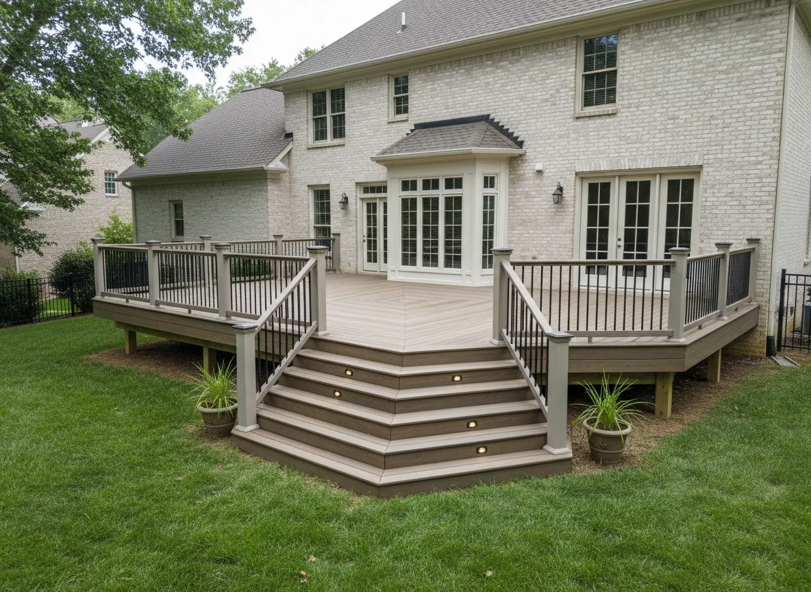 Trex deck with custom railing design on Nashville home