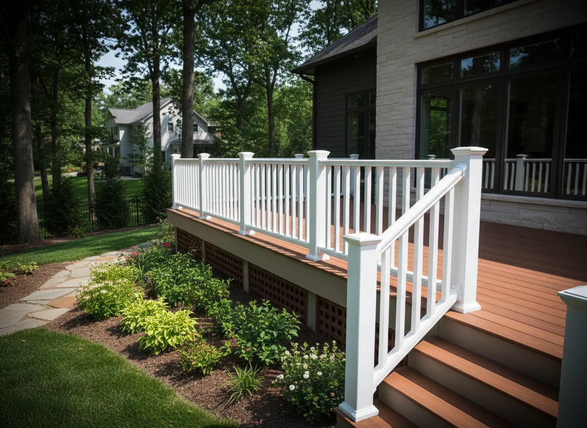 Modern composite deck railing system on Nashville home