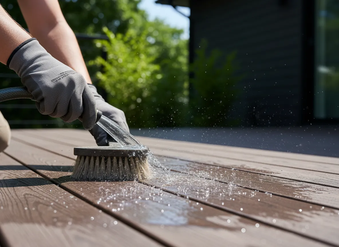 Composite deck builders cleaning and maintaining Trex decking in Nashville