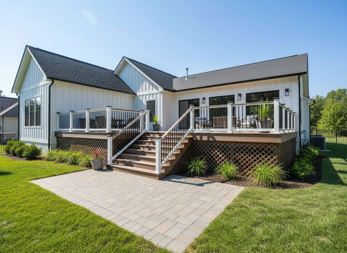 Trex outdoor deck installation with railings in Nashville Tennessee