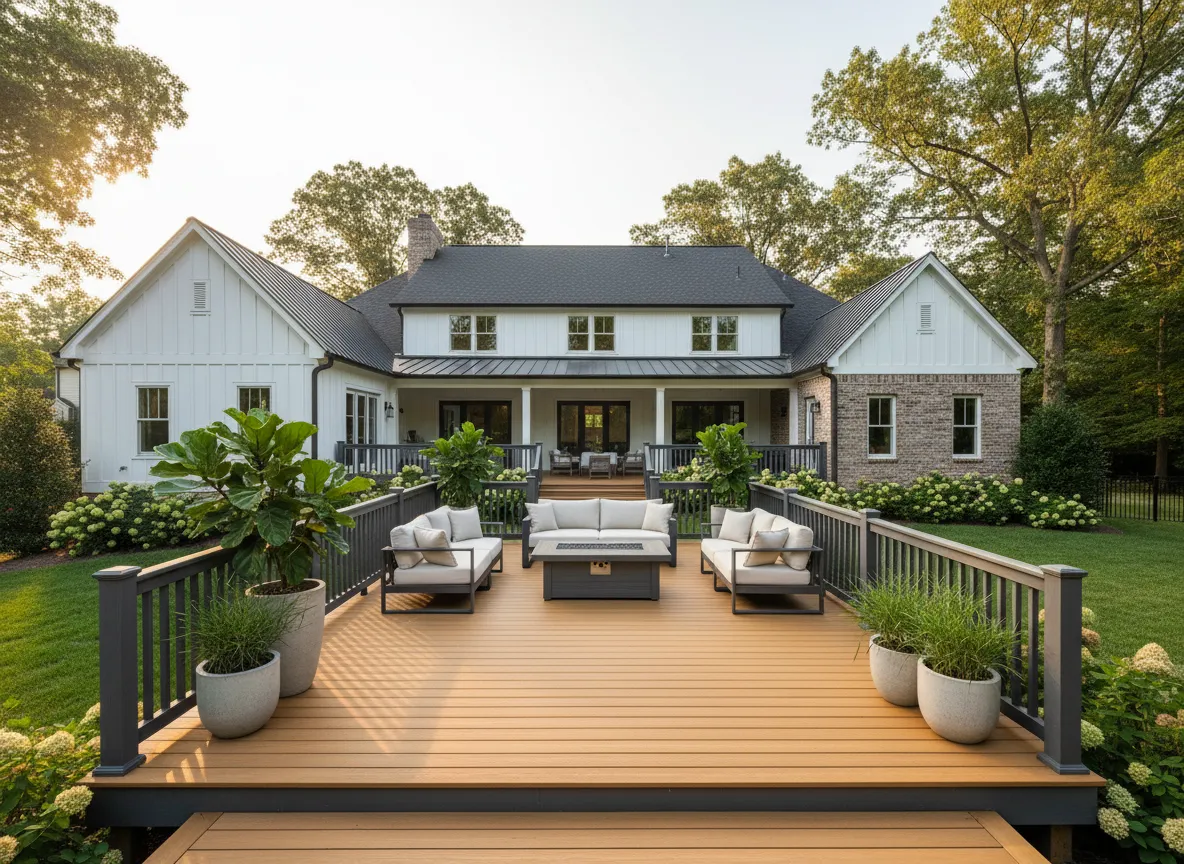 Trex deck cost Nashville composite deck installation on a backyard home