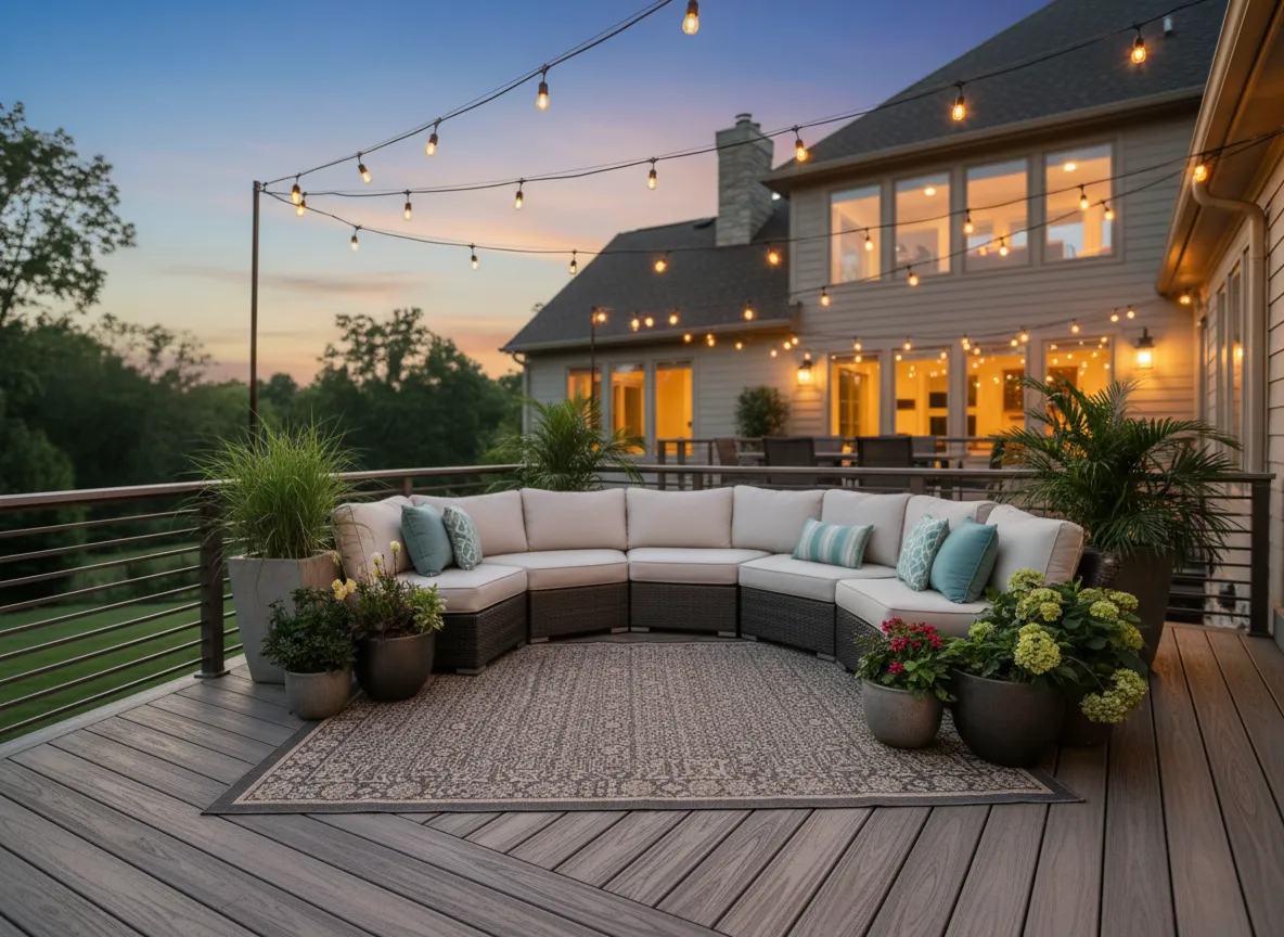 Custom Trex deck outdoor living space built by Nashville deck builder