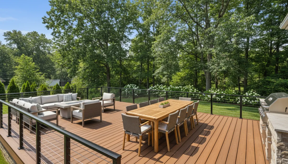 Modern Trex backyard deck designed by Nashville Trex deck builder