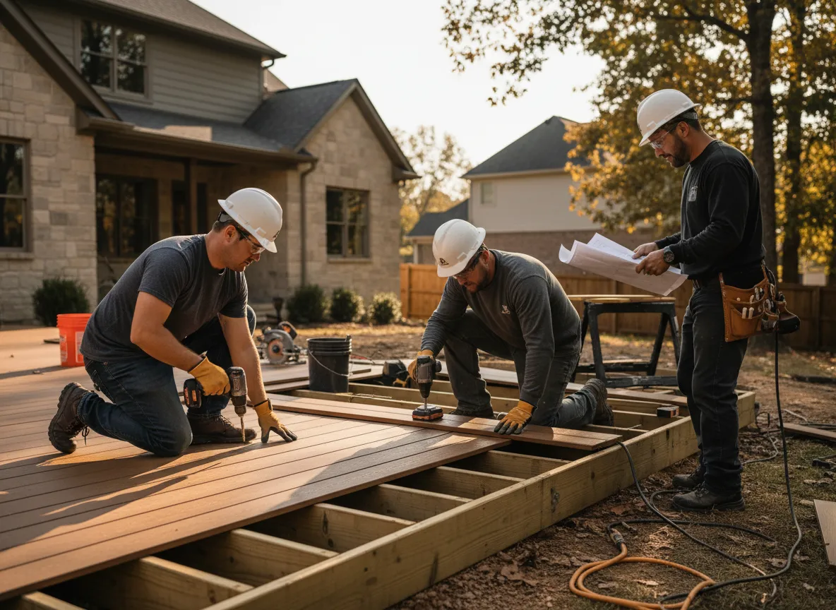 Experienced composite deck builders Nashville completing a Trex deck project