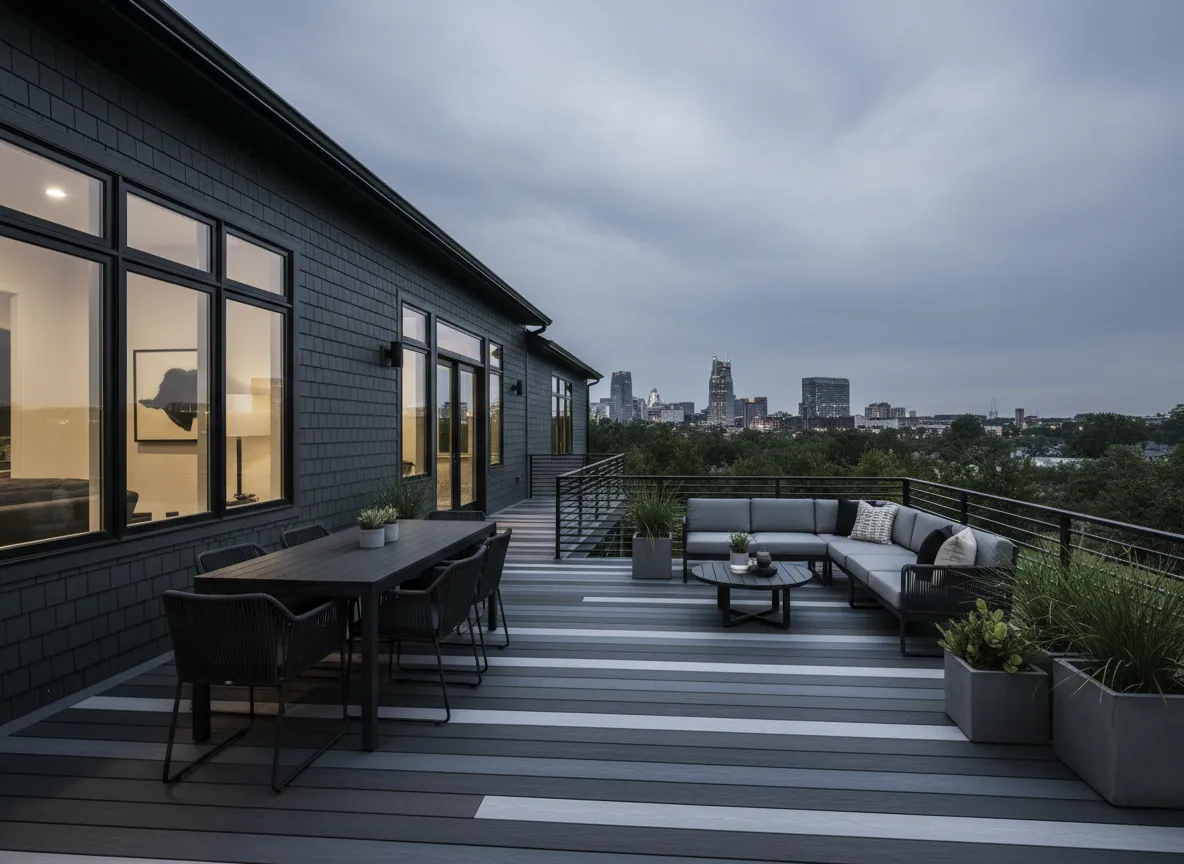 Modern composite deck design for a Nashville home with low maintenance decking