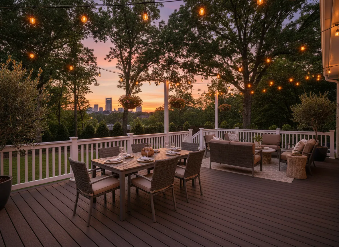 Outdoor living composite deck in Nashville designed for comfortable entertaining