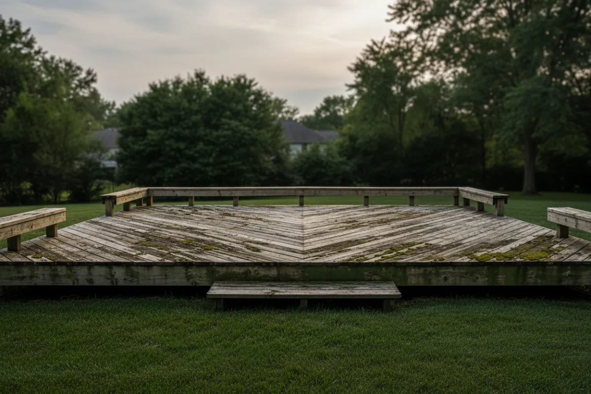 Exposed deck showing wear from weather