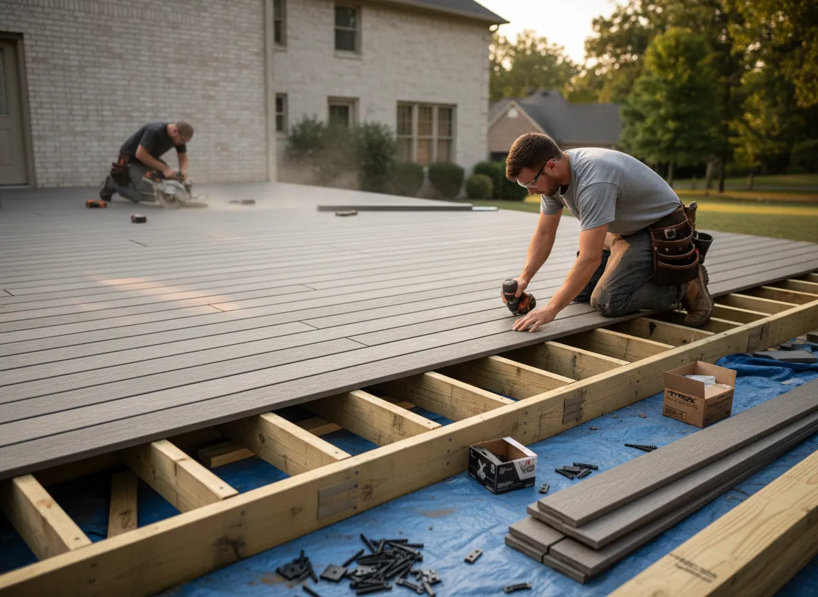 Trex composite deck installation showing average Trex deck price Nashville homeowners can expect