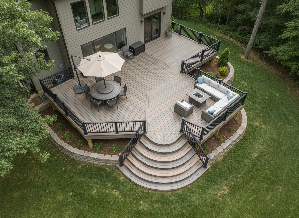 Trex composite backyard deck built by Nashville decking contractors showing cost factors