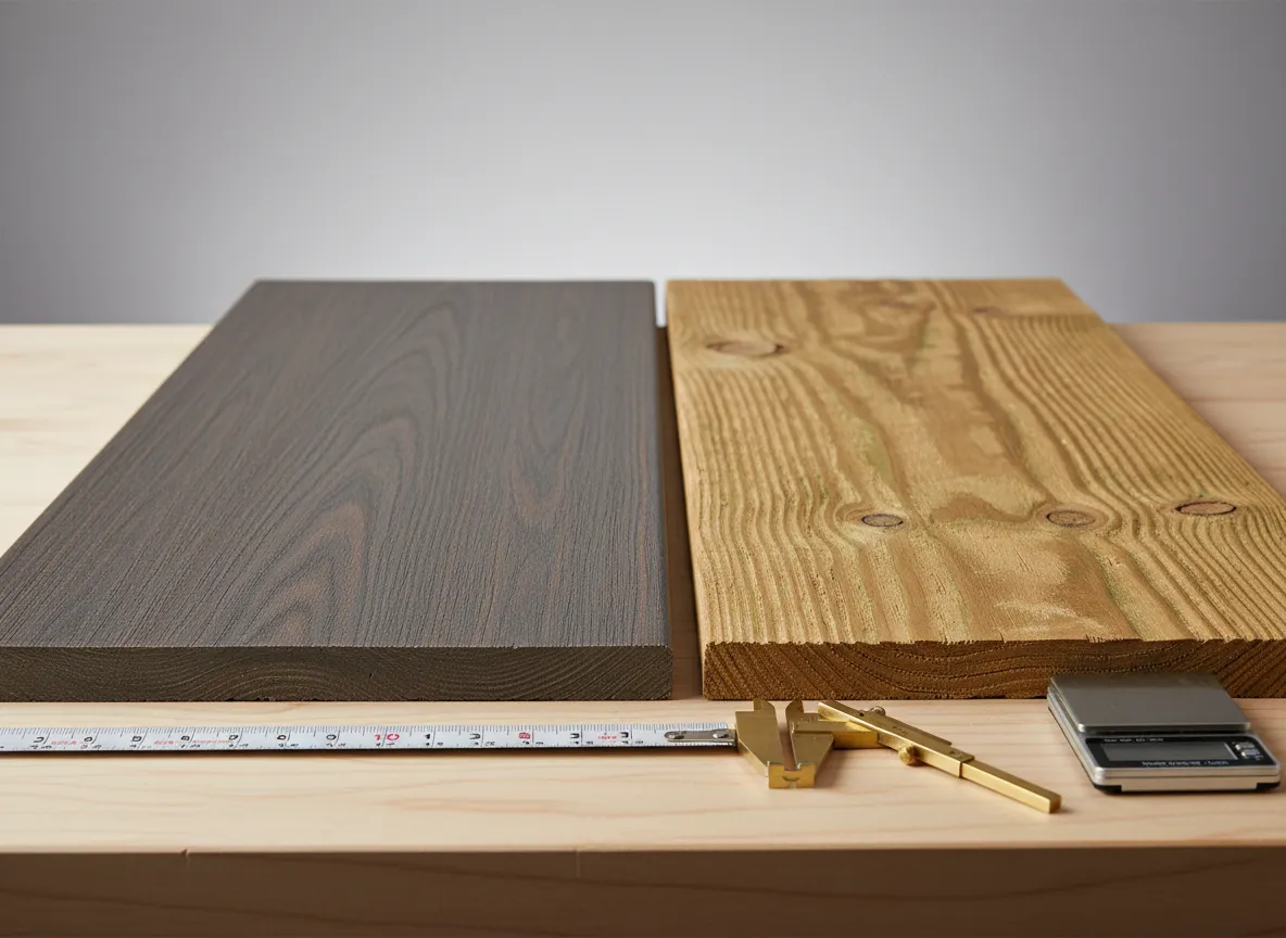 Composite deck construction comparing Trex composite decking and wood materials