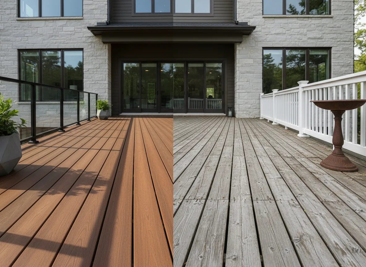 Modern Trex composite deck versus wood deck cost comparison in Nashville