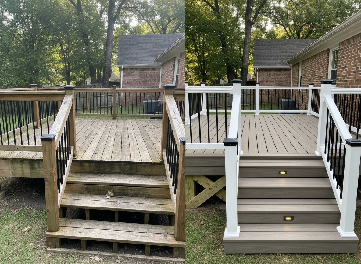 Trex deck replacement project in Nashville showing upgrade from old wood deck