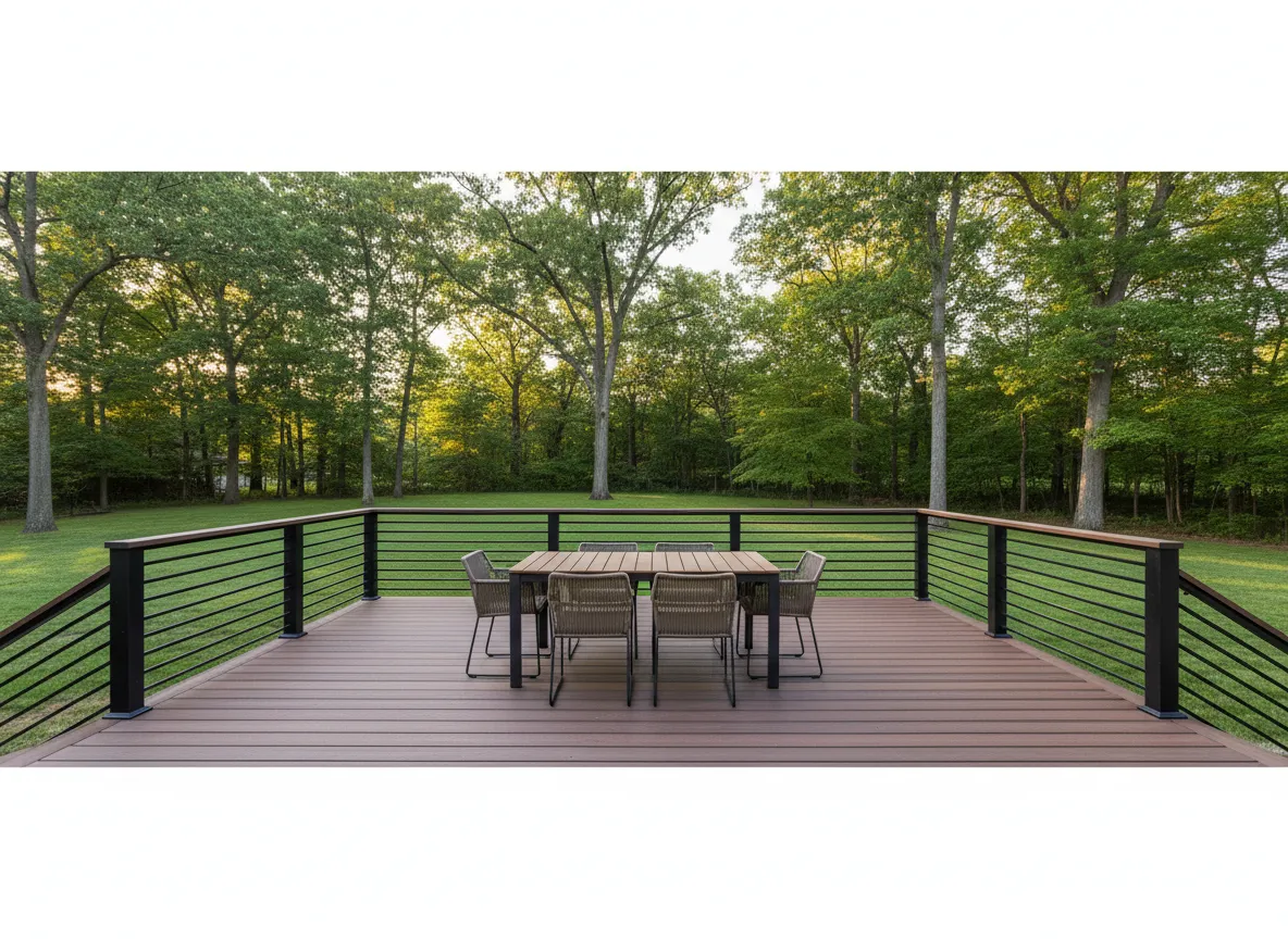 Backyard Trex composite deck installed by Nashville deck contractors from Charlie Company