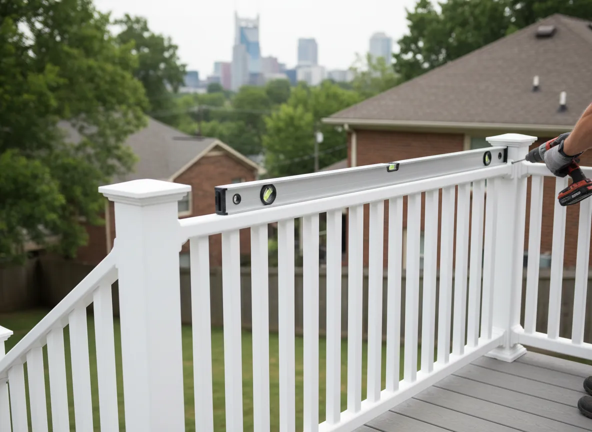 Trex deck railing installation by Nashville composite deck contractor