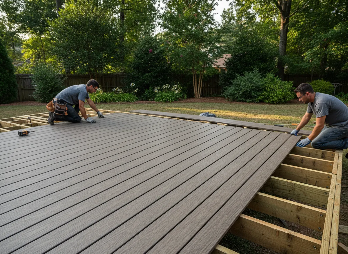 Trex composite deck installed by professional Nashville deck builders during outdoor living project