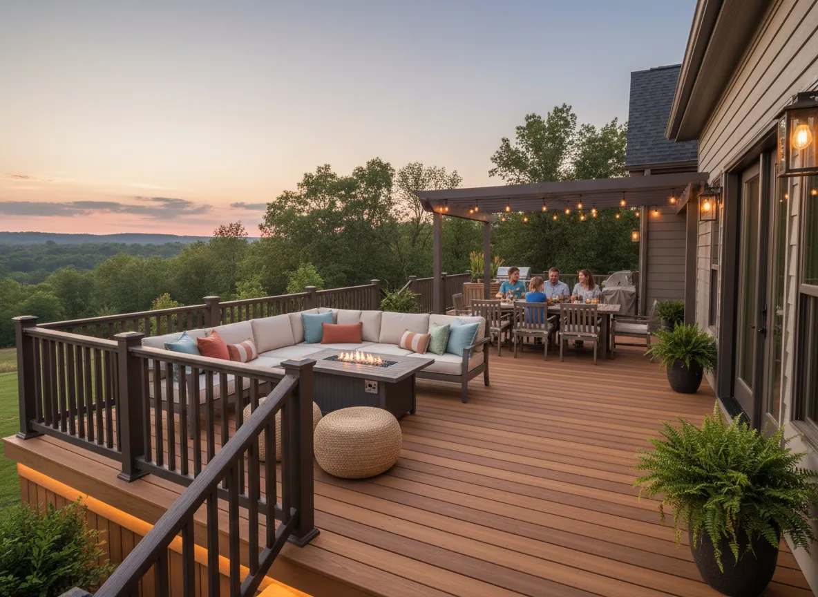 Trex outdoor living deck railing on Nashville patio space