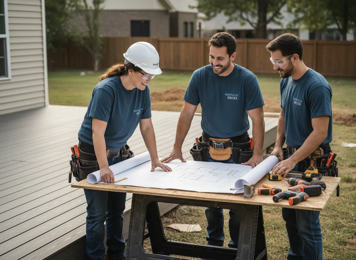 Trex deck builders Nashville working on composite decking installation