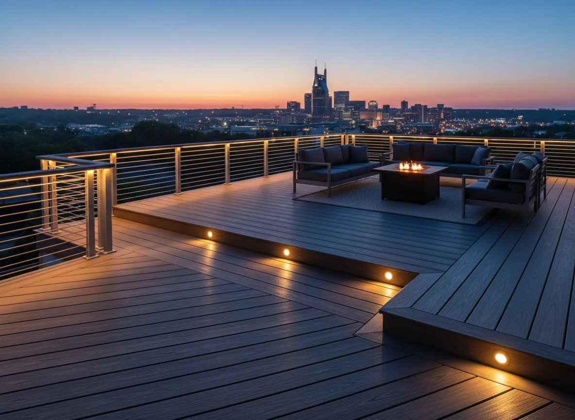Modern Trex deck lighting on composite deck in Nashville Tennessee