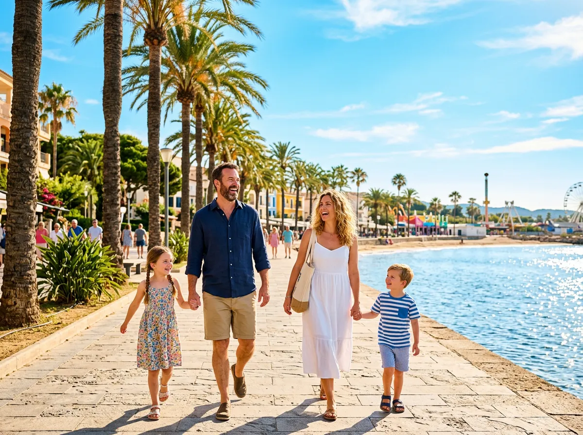 Familia feliz disfrutando de atracciones y actividades cerca del resort en Orlando