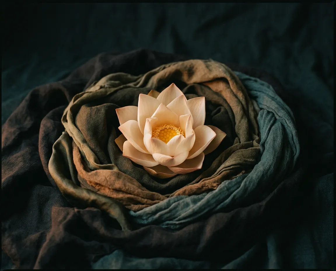 Organic serene light and sacred feminine rebirth imagery representing safe beginnings
