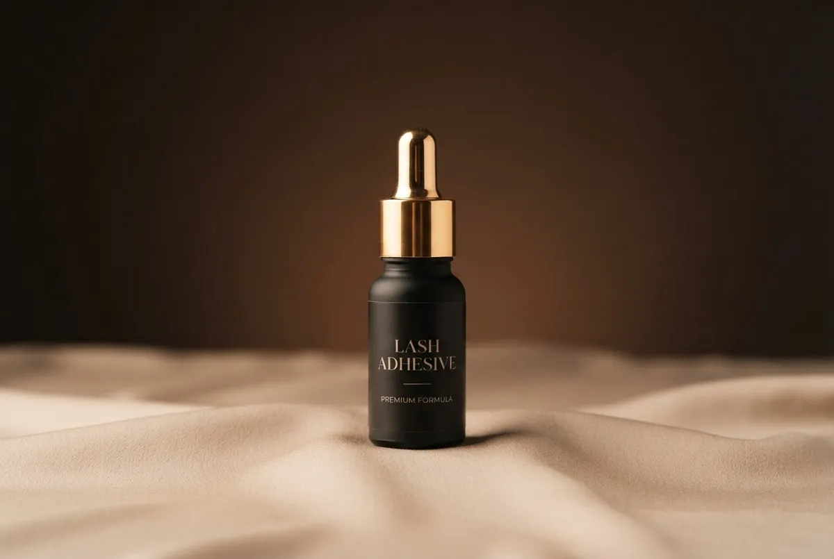 Professional lash adhesive bottles with gold dropper caps