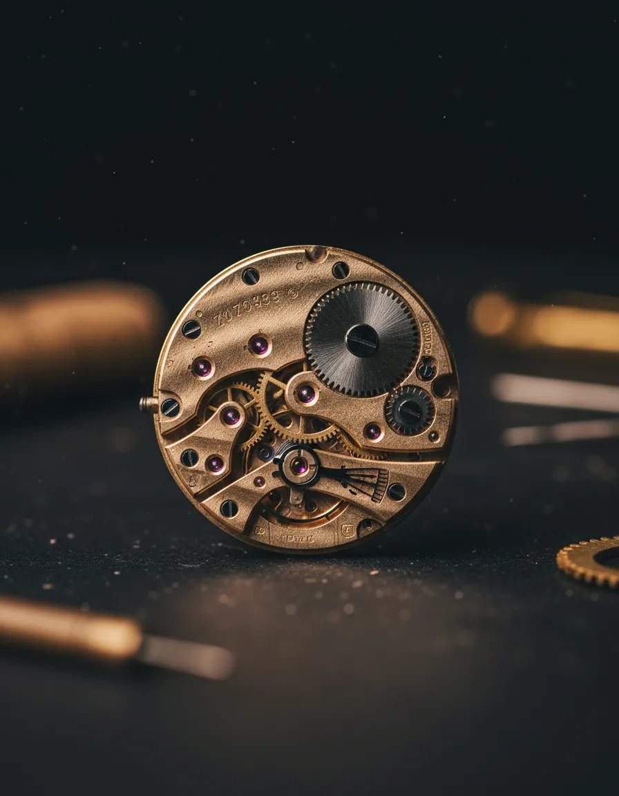 Makroaufnahme eines historischen mechanischen Uhrwerks