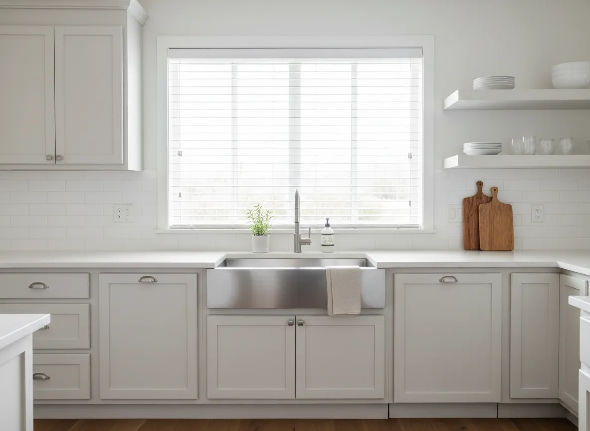 Moisture-resistant blinds in a kitchen