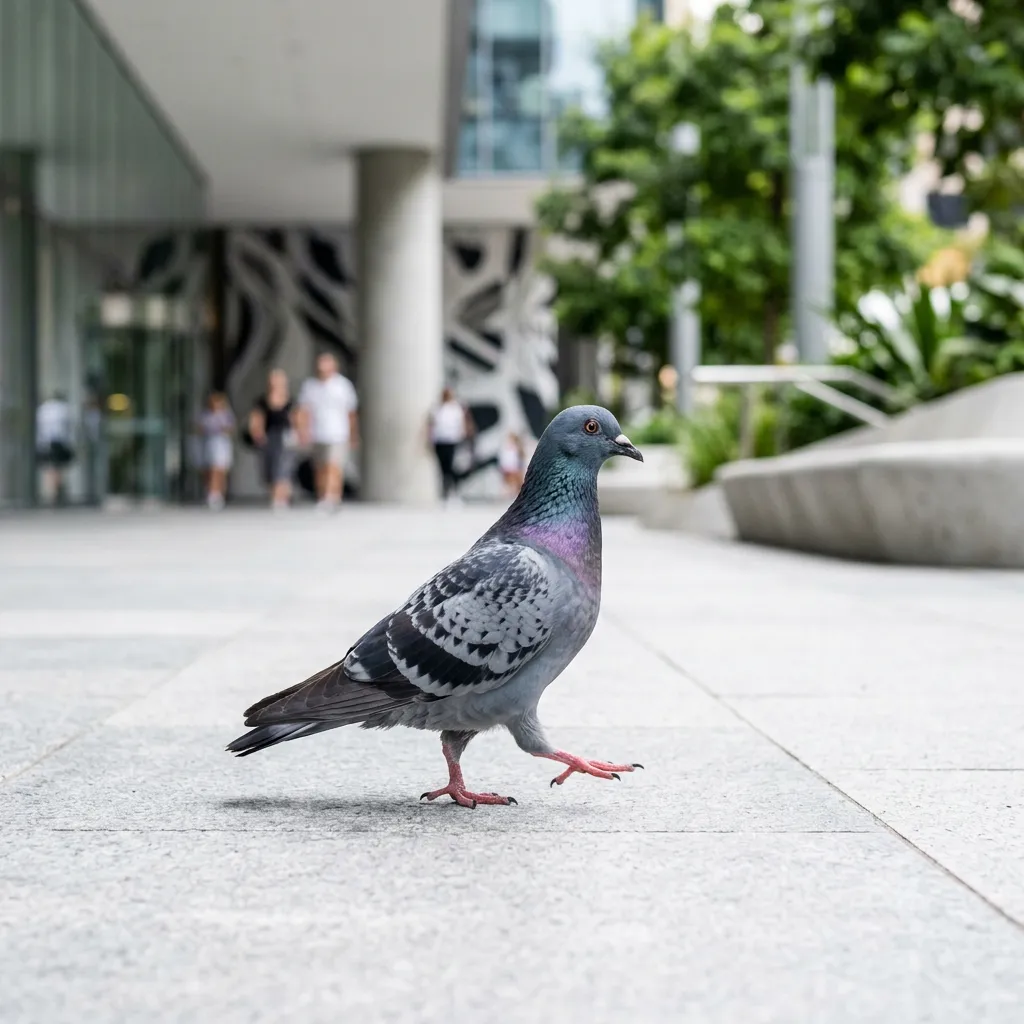 A pigeon walking