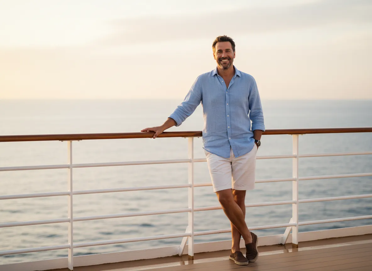 Founder standing on cruise ship deck