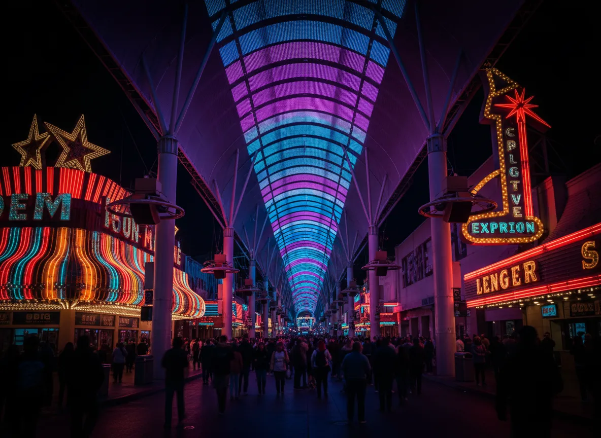 Downtown Las Vegas Fremont Street canopy and crowd