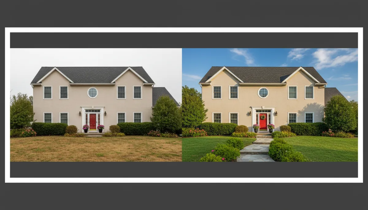 Before and after real estate ad AI image