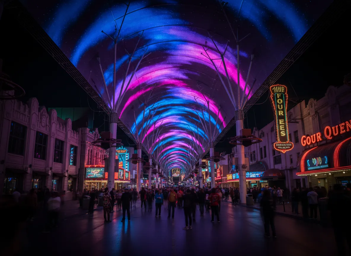 Fremont Street lightshow and street performers