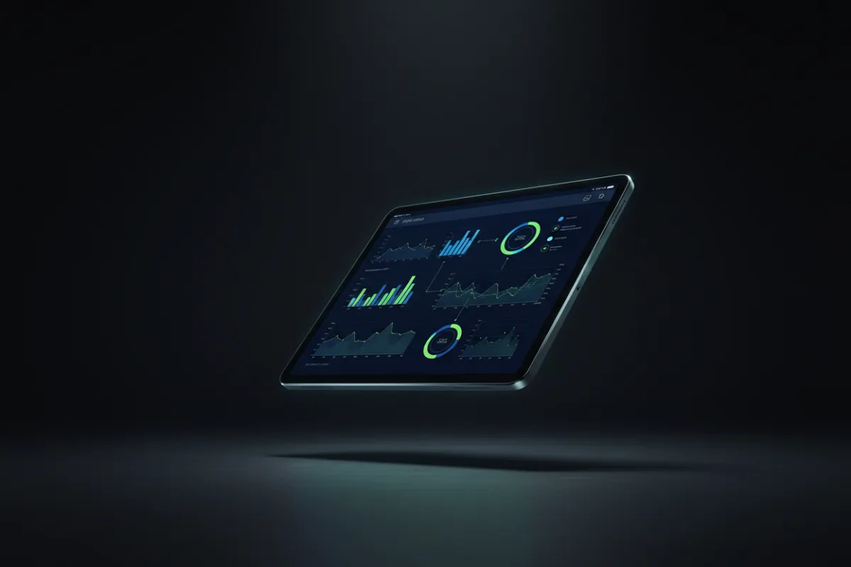 Dashboard tech graphic showing daily metrics