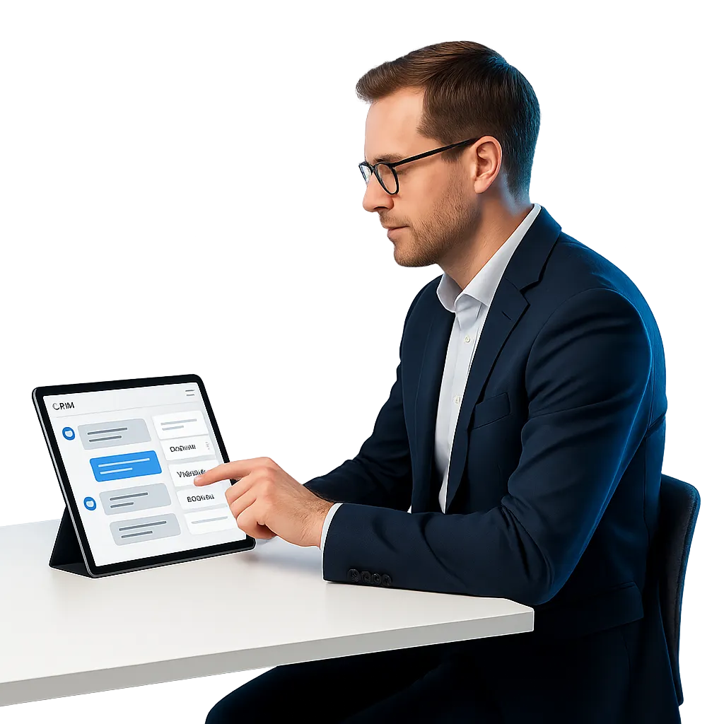 Professional answering leads on a CRM system
