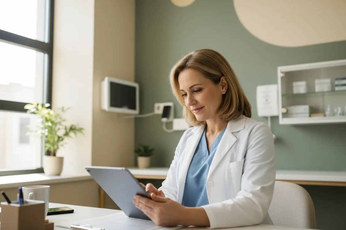 woman looking frustrated with hands on her face and eyes closed, sitting at a desk with latop and papers on it
