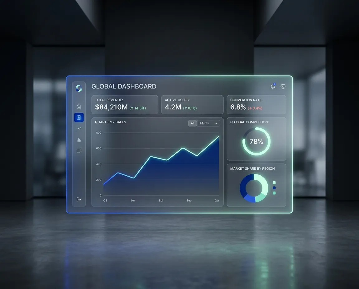 Modern business analytics dashboard displaying automated lead conversions and performance metrics