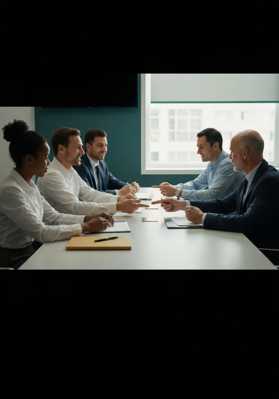 Corporate team reviewing a timeline and reaching an agreement