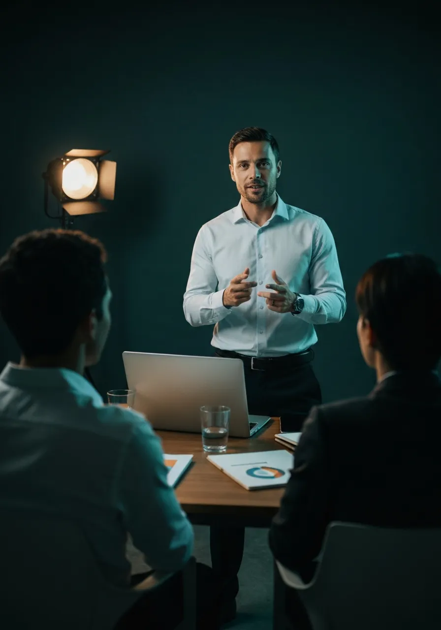 Corporate leader demonstrating ownership and guiding a team