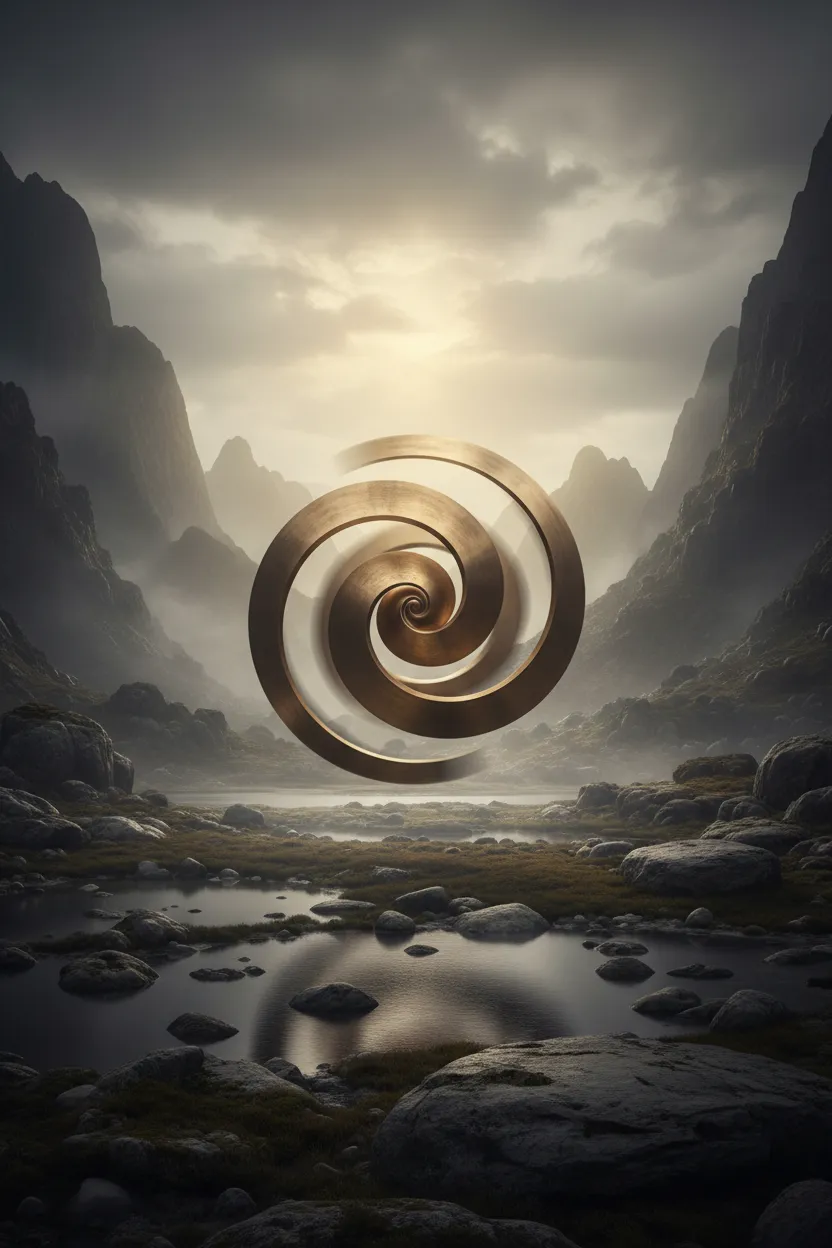 Kinetische Bronzeskulptur Tourbillon von Woytek in der Natur
