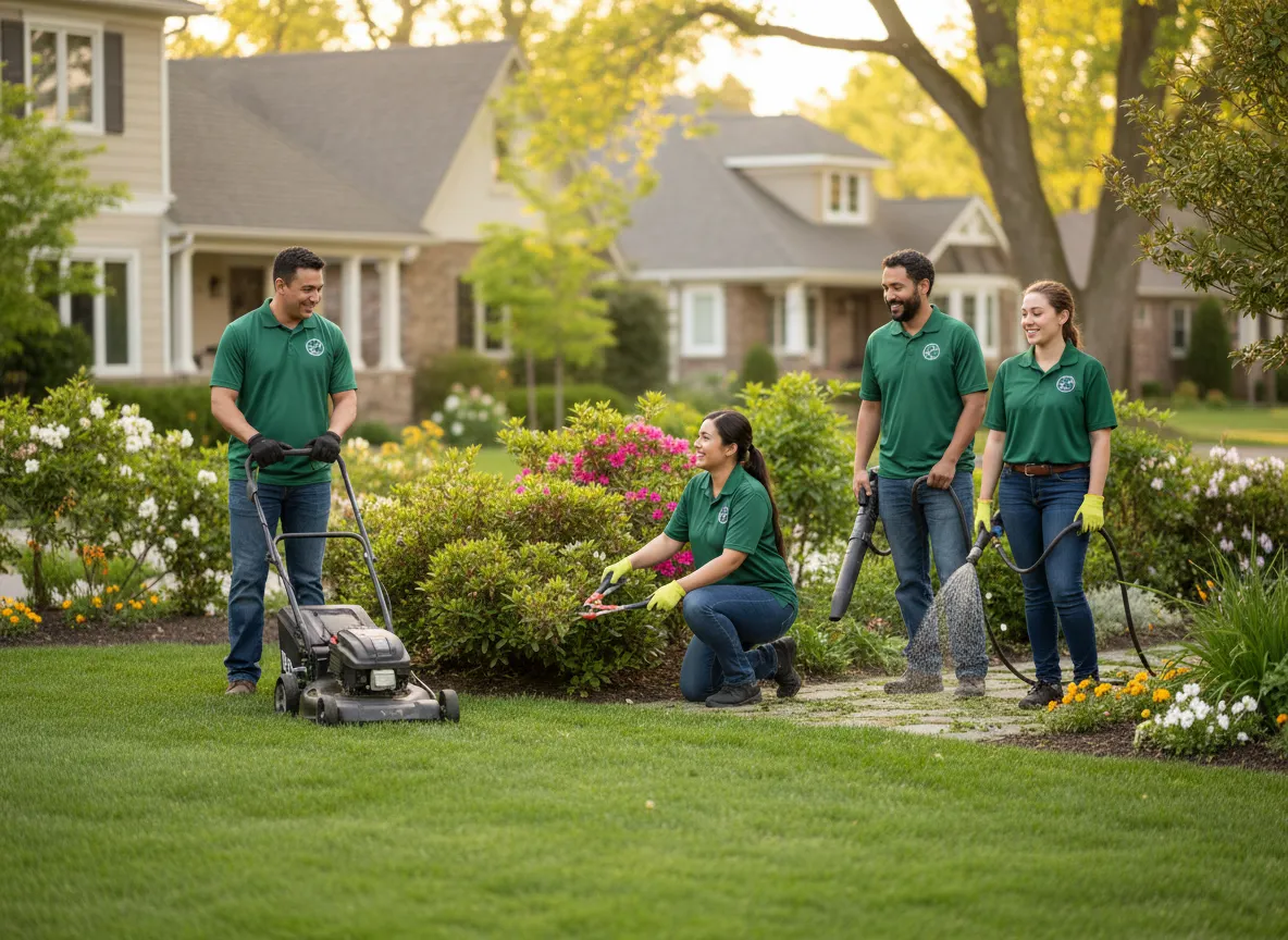 Francisco's Gardening Landscaping crew working on a local residential yard