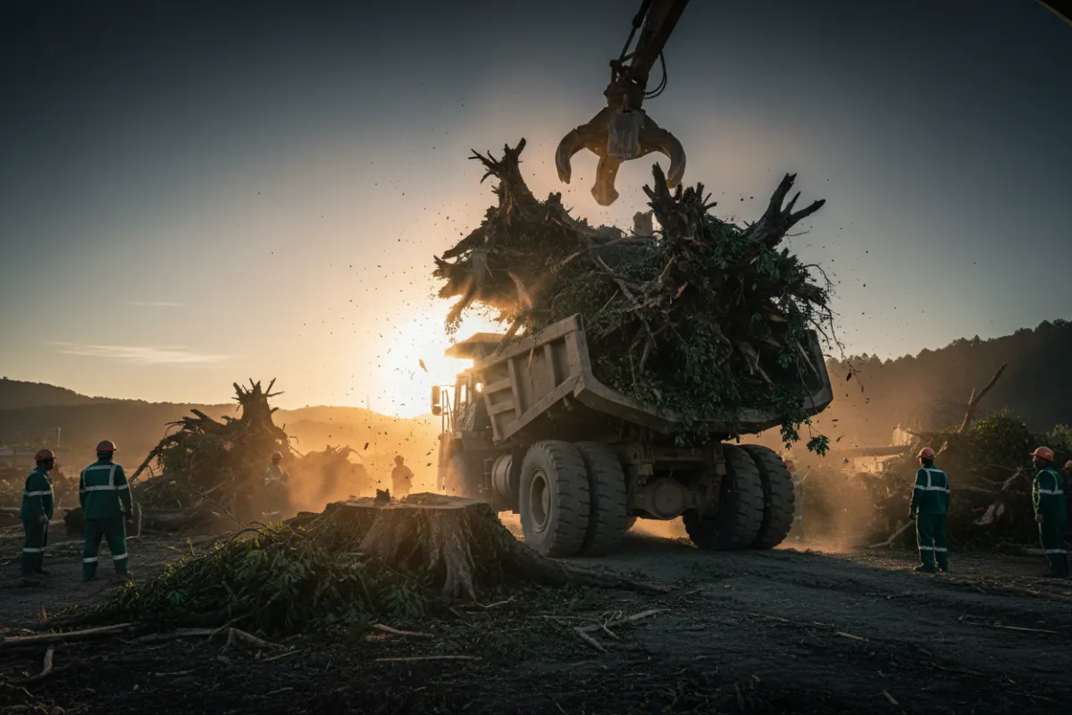 Debris removal and brush hauling truck