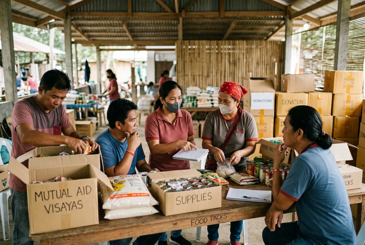 Community members organizing relief and emergency mutual aid in the Visayas