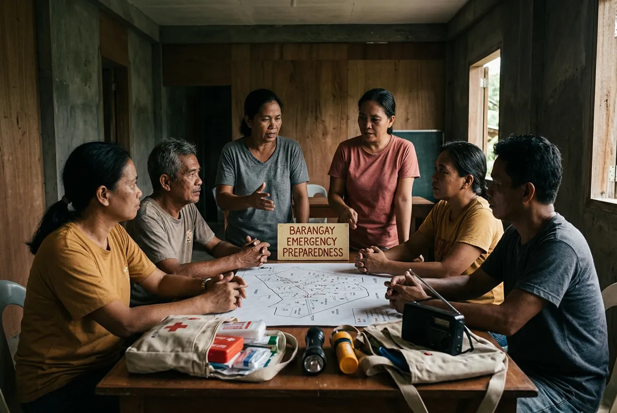 Community disaster preparedness session in a rural village in Luzon