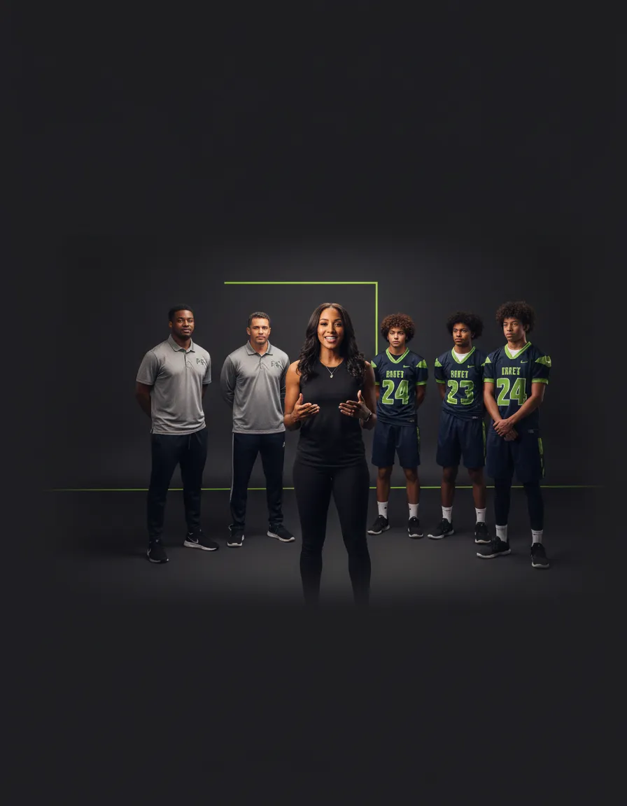 Dominique teaching or speaking to parents and student-athletes
