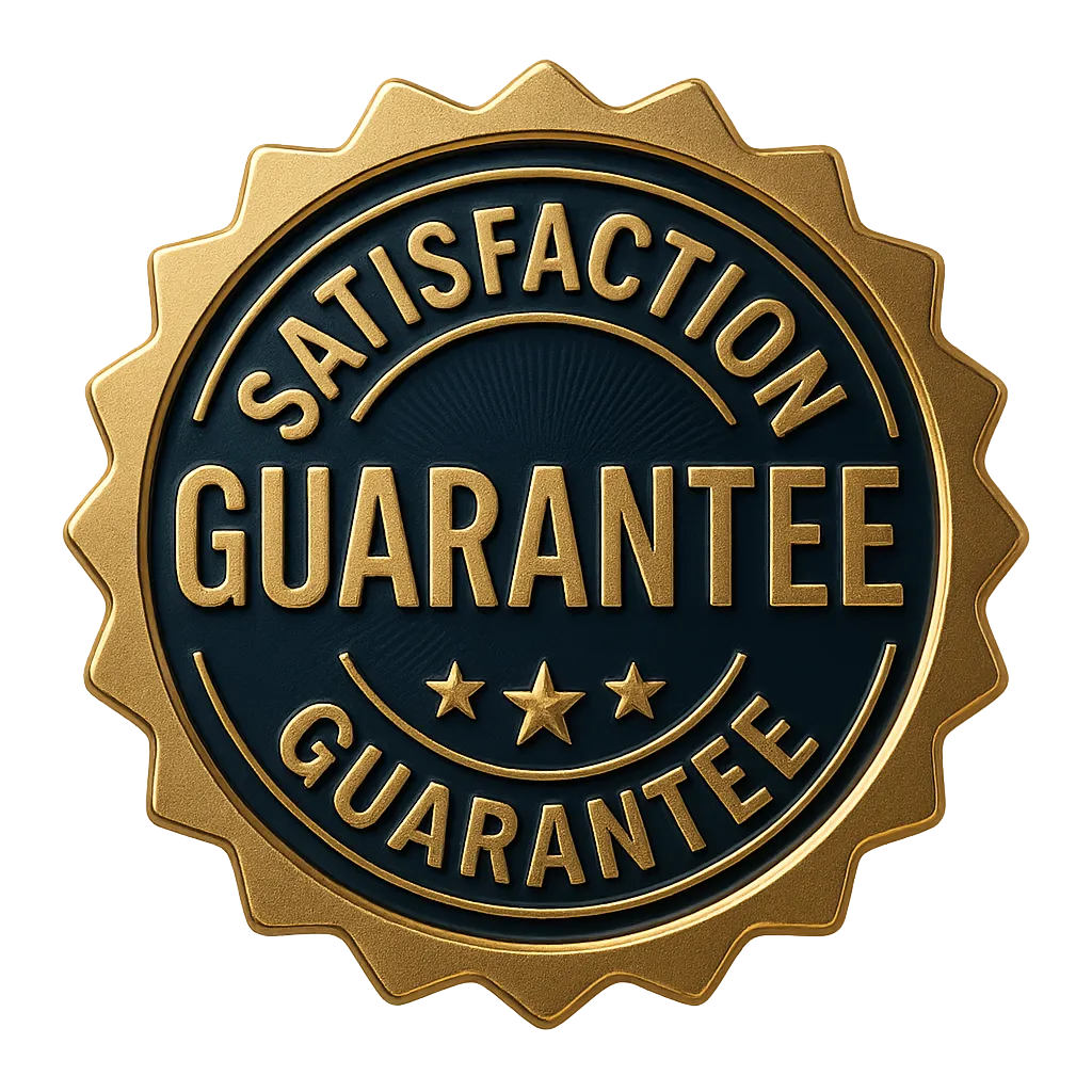 Gold embossed satisfaction guarantee seal