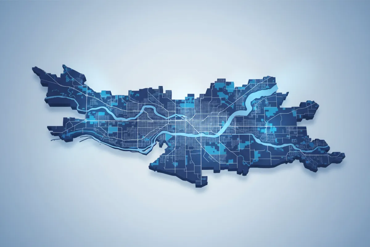 Map illustration of Kansas City commercial cleaning service area