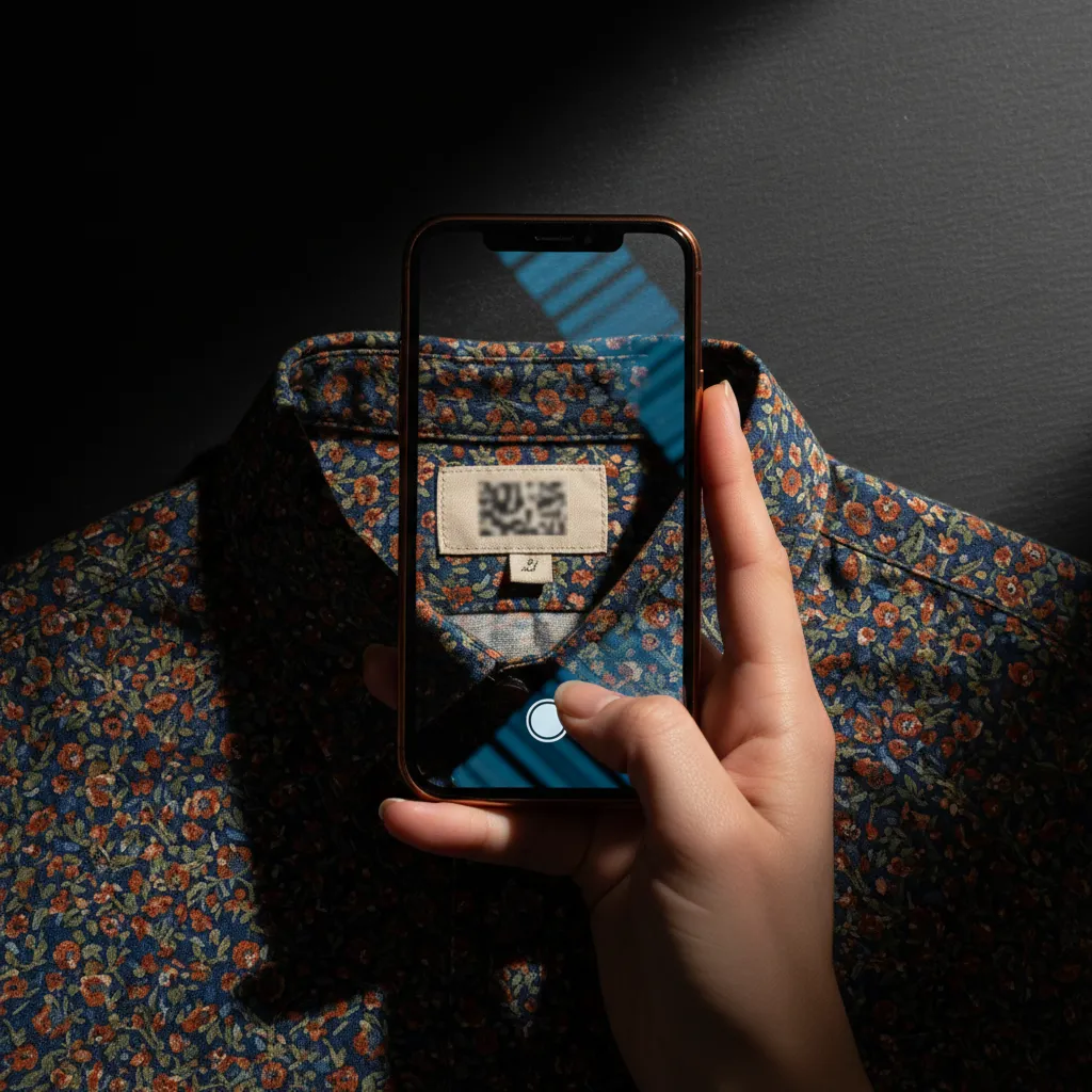 Scanning a shirt tag into the Shirt Nerds app to instantly digitize a collection