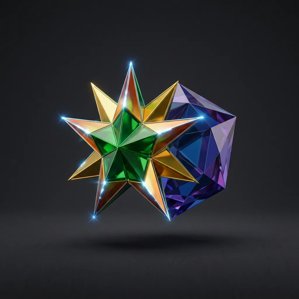 Färgglad 3D-stjärna och prismatisk form som representerar exceptionell kundnöjdhet