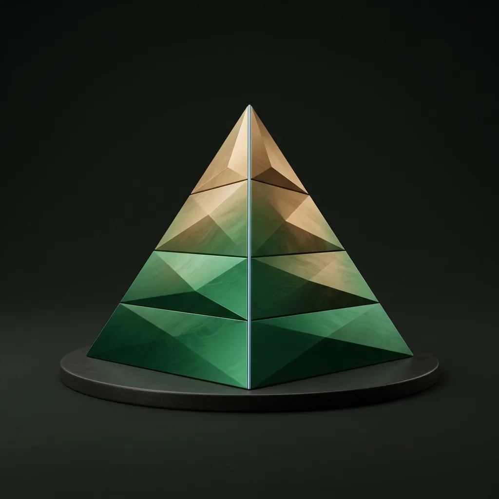Färgglad 3D-pyramid i grön och guldton som symboliserar värdebaserad prissättning