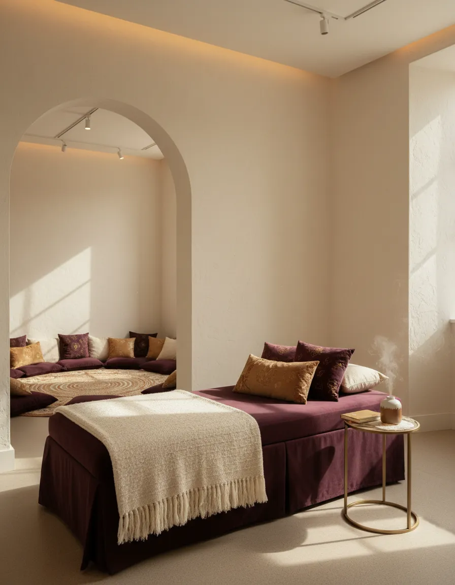 A serene environment showcasing the intimacy of a 1:1 healing session compared to a group retreat